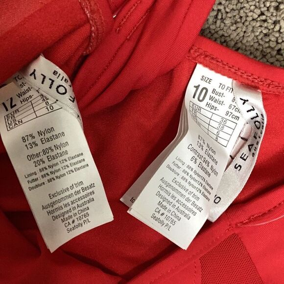 New. Seafolly red petal edge high rise bikini. USA SIZE 8DD/6-bottom - Picture 16 of 16